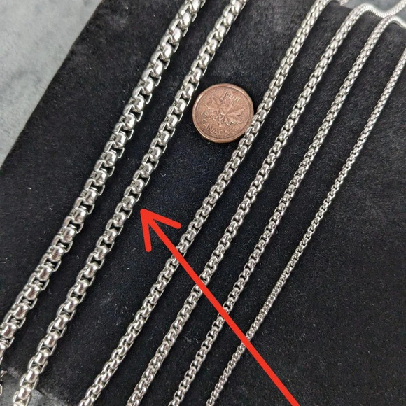 5mm stainless steel necklace box chain rolo link 16" 20" 24" 28" - Picture 2 of 8